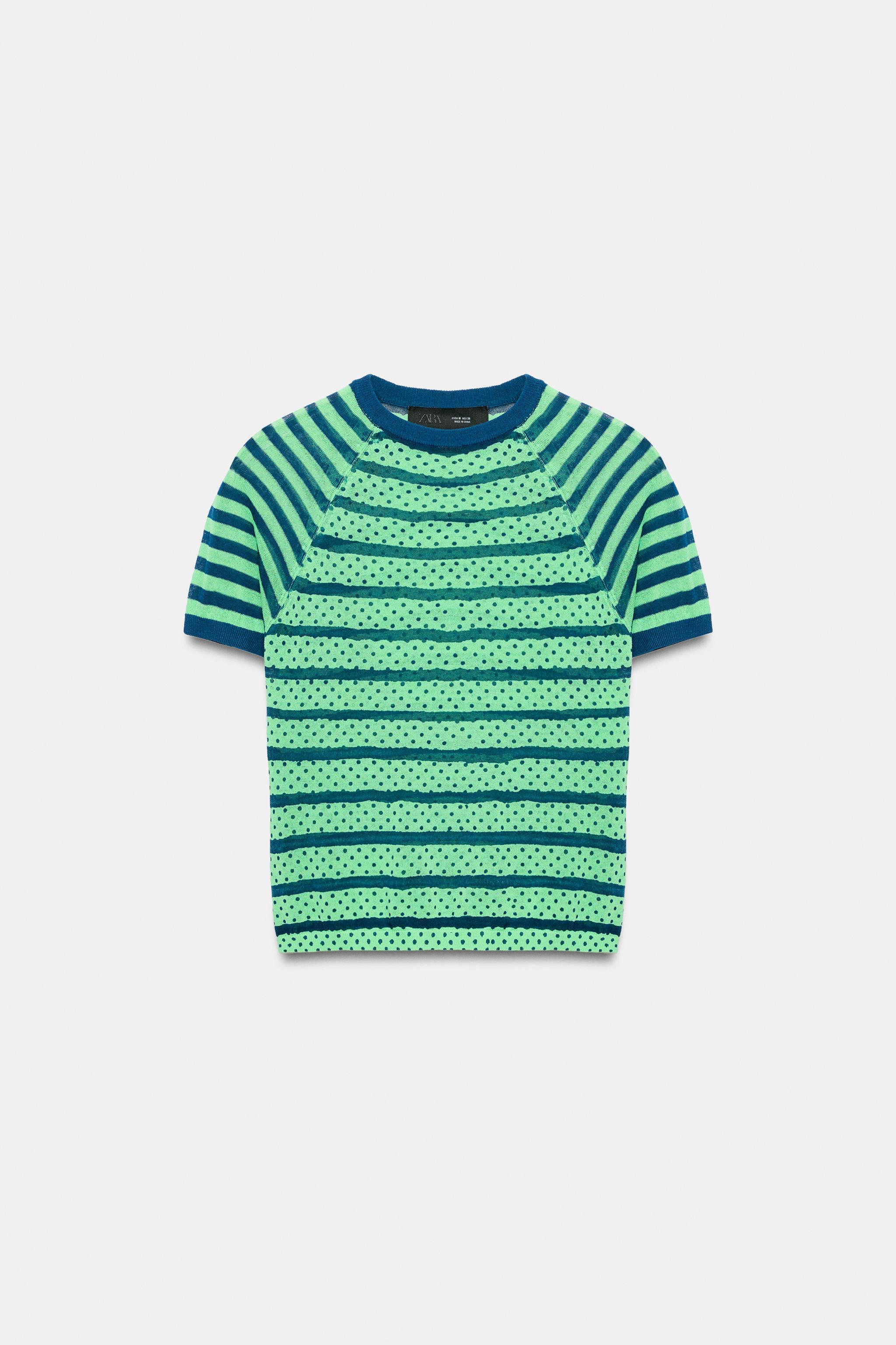 TOP EN MAILLE À RAYURES ET POIS
